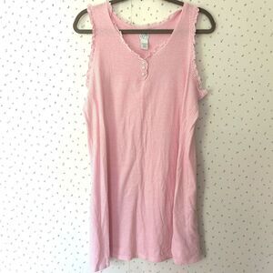 Aria Short Sleeveless Nightgown L Pink Checks Lace Cotton Cottagecore Romantic
